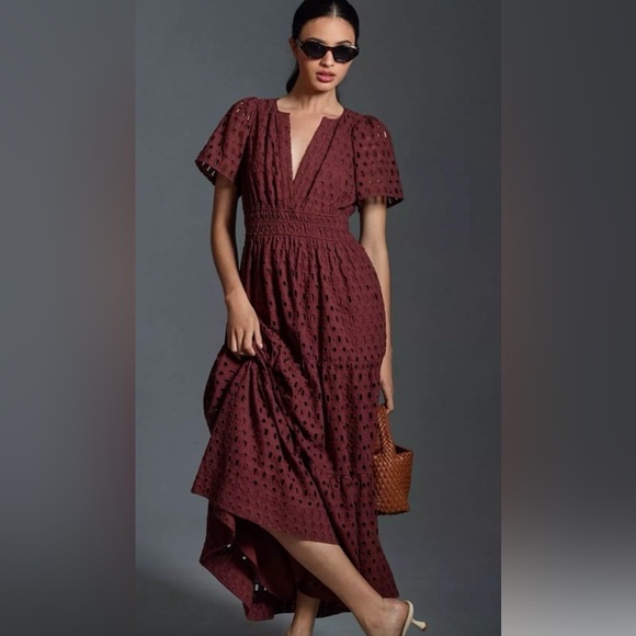 Anthropologie Dresses & Skirts - Anthropologie Somerset Eyelet Maxi Dress Chocolate Brown - M